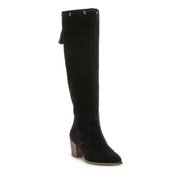Chic Tasseled Sole Society Black Suede Boots - Picture 2 of 8